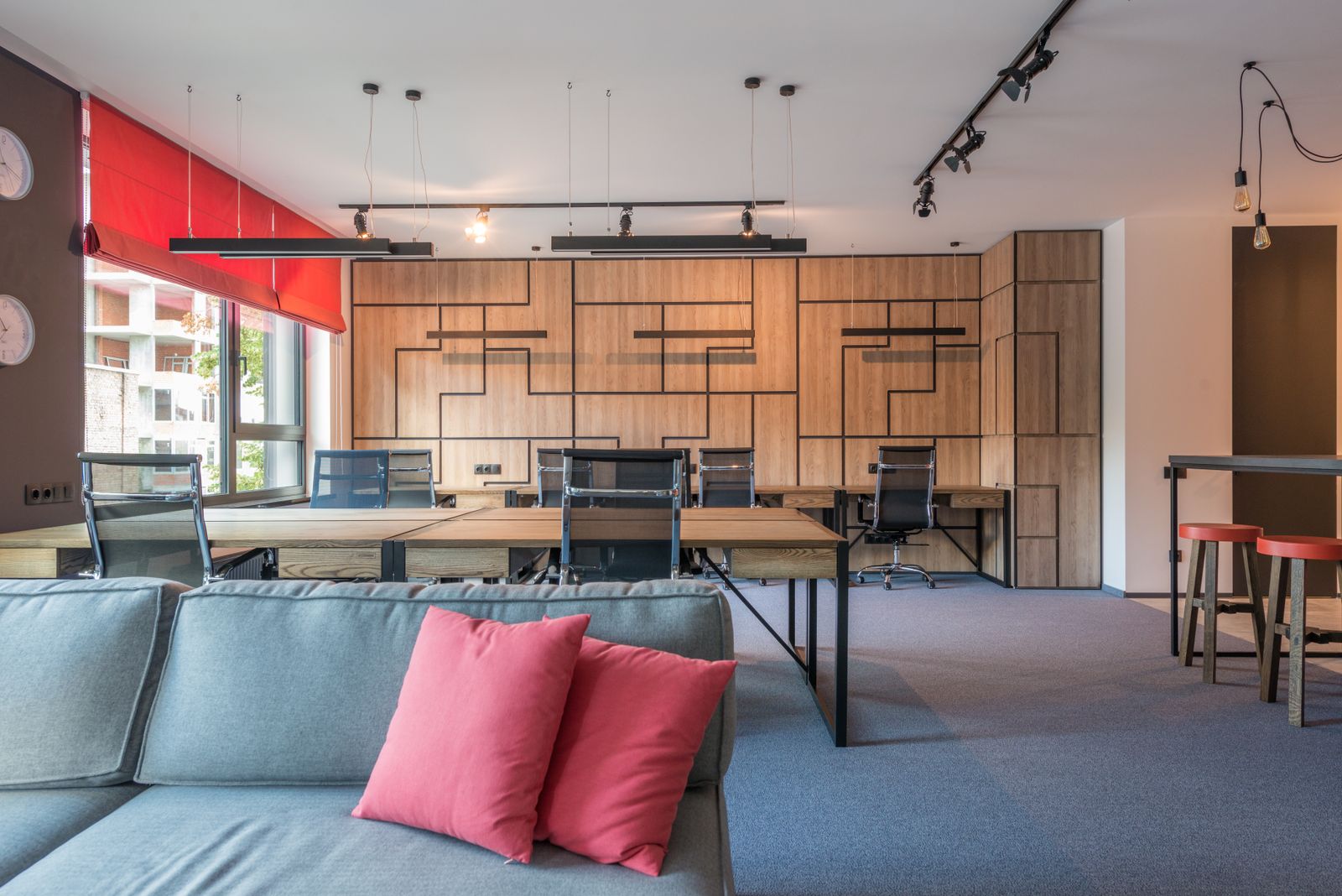 The agency office with shared desks